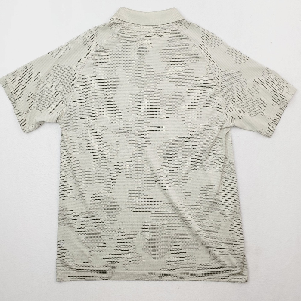 Lululemon Metal Vent Tech Polo Shirt Mens Large Beige Geo Camo Performance Golf - Picture 5 of 9